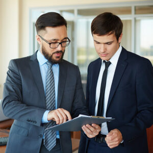 men organizing work